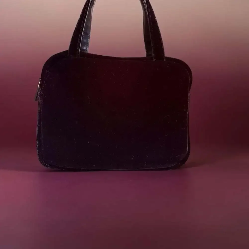 Nine West Black Velvet Small Top Handle Handbag